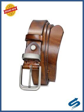 Full Grain Leather Women's Belt Vintage Metal Buckle Adjustable Jeans Pants